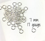 Sterling Jump Rings, 7mm jumprings, 17 gauge, 100 rings, silver jump rings, Awesome quality sterling with hi polish - Romazone