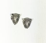 Sterling silver Bison head, 13.7 m x 10.7m x 4.5 mm, 2 pack, sacred buffalo, old pawn element, southwest jewelry ornament - Romazone