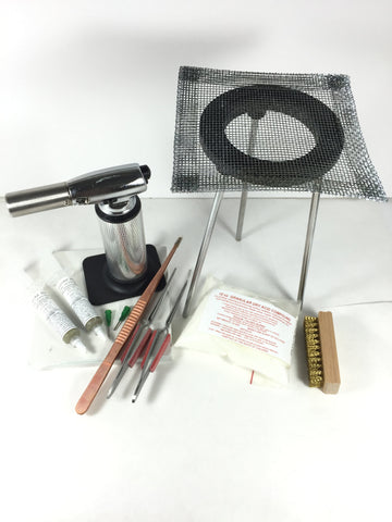 Soldering kit, Big butane torch, 10 piece, solder bangles, make rings, hot torch soldering - Romazone