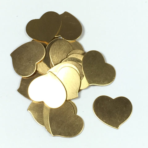 gold hearts , brass hearts, 24 gauge, .75x .75 inch, heart blanks, 15 pack, cute heart, stamping blanks - Romazone