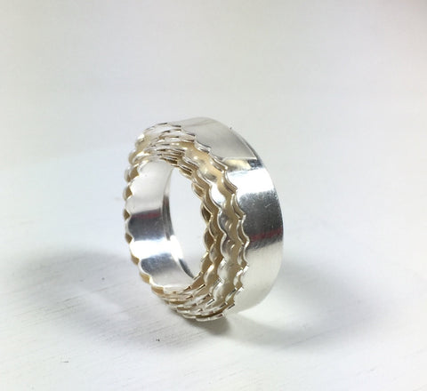Scalloped Bezel Wire, fine silver, USA made, 3 ft Fine, 3/16 x 26 gauge, for cabochon setting - Romazone