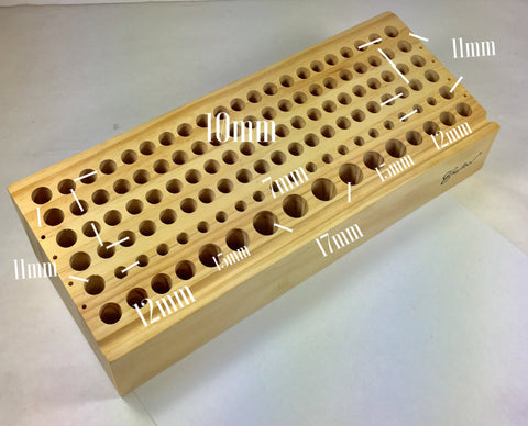 design stamp stand holder, holds 121 steel stamps, made from wood, will accommodate several stamp sizes - Romazone