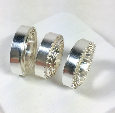 Bezel Wire serrated, scalloped style or smooth, for thicker stones, 1 ft, 3/16 x 26 gauge .999, select style from drop down - Romazone