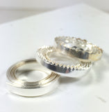 bezel wire skinny, variety pack, 3 feet total, 1/8 Fine Silver, serrated bezel, scalloped bezel, smooth bezel, for thinner stones - Romazone