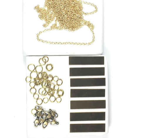 Gold Bar necklace kit, necklaces kit, bracelets kit, new gold jewelry kit, USA made chain, Quality components - Romazone