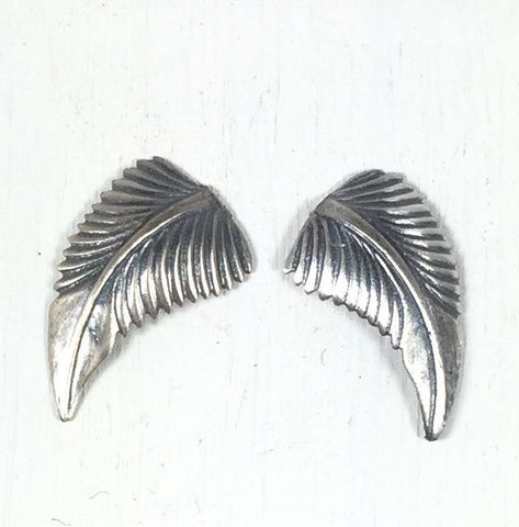 Sterling silver leaves, 21 mm x 12 mm, right left, silver cast leaves, old pawn element, native style leaves, turquoise jewelry leaves - Romazone