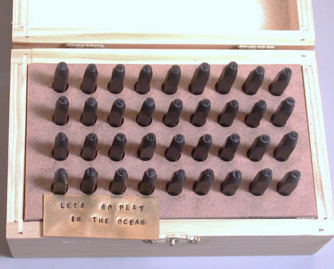 Block 2.5mm Metal Alphabet, number stamps, jewelry stamping, tool hardened steel, Wood box - Romazone