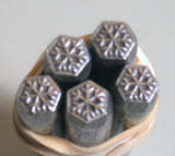 Snowflake, steel stamp, Winter Ice, 5x5 mm, USA made, metal stamping - Romazone