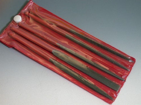 medium grit needle files, 7 inch set of 5,  dipped handles - Romazone