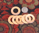 copper washers, 25 pack, 18 gauge, USA made, 1 inch size, with 1/4 rim - Romazone