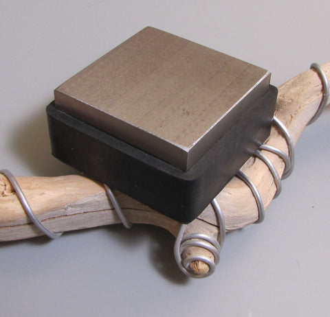 Steel block, 2.5 x 2.5 x 1 ",  rubber block, combo block,  bench block, forging block, metal stamp surface - Romazone