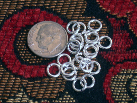 Sterling Silver Jump Rings, 6.5mm size, 100 pack, Highly Polished 17 gauge - Romazone