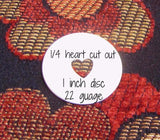 sterling 1 inch disc, 22 gauge, mini heart cut out, jewelry making blank, for hand stamping - Romazone