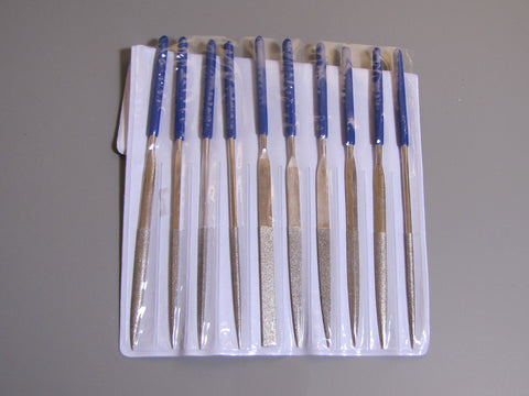 Diamond  File Set, 10 pieces, with dipped handles, 150 grit, file glass and stone - Romazone