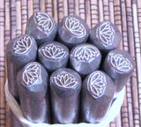 Flowering Lotus flower , steel stamp, 7.70 mm x 5.90 mm, metal stamping, USA made - Romazone