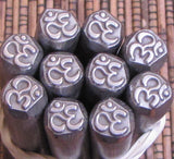 Om affirmation, steel stamp, USA made, spiritual icon, mantra sound, steel stamp, Hindu om sign,  7.58mm x 7mm - Romazone