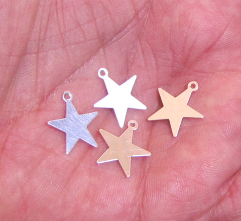 Star Charms, 24 gauge 1/2x1/2 inch, sterling element, 8 pack with loop - Romazone