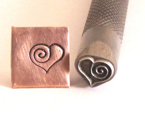 Heart Spiral, 8 mm x 7 mm,  knurled shank, for stainless steel, copper brass aluminum sterling - Romazone