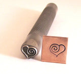 Heart Spiral, 8 mm x 7 mm,  knurled shank, for stainless steel, copper brass aluminum sterling - Romazone