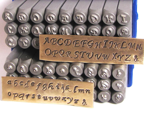 Script letter stamps, UPPER 3 mm, LOWER  2.75 mm, Metal stamping - Romazone