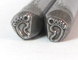 baby feet, steel stamps, larger size, 8.4 x 6 mm, USA made, metal stamping - Romazone