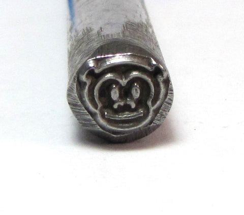 Monkey face, steel stamp, 8x7 mm, USA made, metal stamping, Chimp face - Romazone