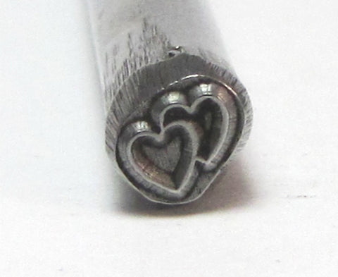 two Hearts Together, steel Design stamp, for jewelry stamping, USA made, heat treated, 5x5mm - Romazone