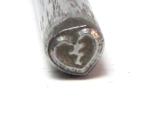 Broken Heart, Design stamp, name and jewelry stamping, 5 x 5 mm, sterling copper brass - Romazone