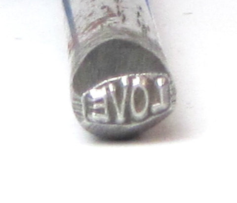 LOVE design stamp, for jewelry stamping, silver cooper brass, 5 x 3.5 mm - Romazone