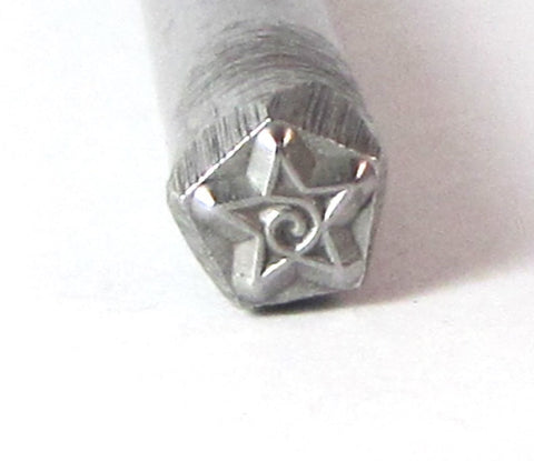COIL STAR, design stamp, USA made, 5.5x5.5mm, metal stamping tool - Romazone