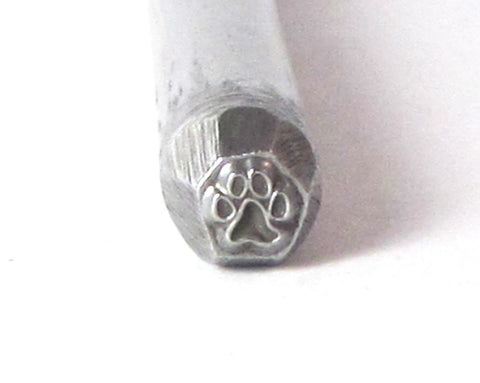 Mini Dog Paw, Design Stamp, pet tags, 3.5 mm size, dog lover jewelry, rescues fund raiser, hand stamping - Romazone