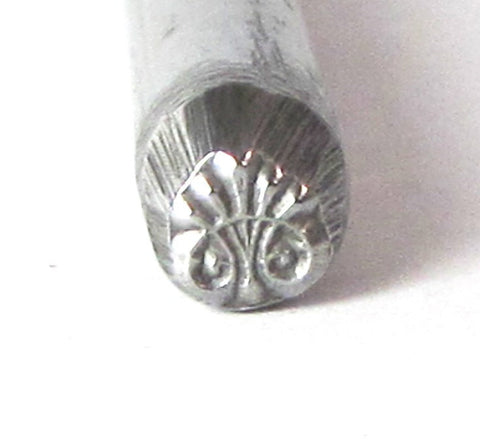 Baroque Steel stamp, Gothic, five plum double coil, rococo design, 5 mm x 5 mm, USA made - Romazone