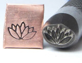 Flowering Lotus bloom, 8 x 6 mm design stamp, professional grade, for all metals - Romazone