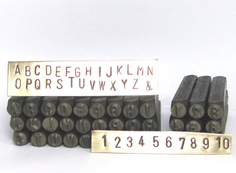 Alphabet Capitals 5mm, with  Numbers, Ampersand, large block letters, Big easy to read,  Arial stamps, metal stamping, initial stamping. - Romazone