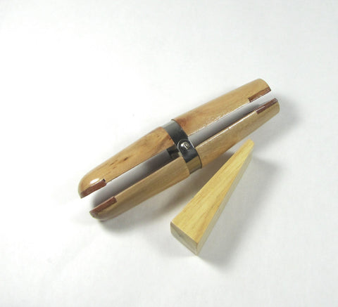 Wood ring clamp, ring working tool, for holding rings, wedge tighten grip on ring, round nose, square nose - Romazone