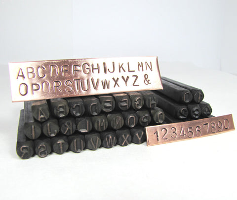 Alphabet 6 mm Stamps, 1/4 inch metal stamp set, bold large letters, initial stamping, stamp on metal, Arial letter set. - Romazone