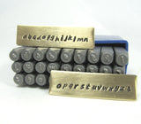 Hand Print font set, 2mm Steel alphabet stamps, Lower case fancy letters - Romazone