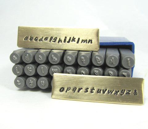 Hand Print font set, 2mm Steel alphabet stamps, Lower case fancy letters - Romazone