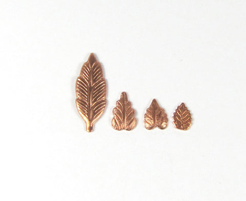 Heart leaf, in copper, USA made, 8mm x 5mm, 20 pack, has a slight curve - Romazone