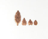 copper leaf element, Feather element,  21 mm x 7 mm, 15 pack, has a slight curve - Romazone