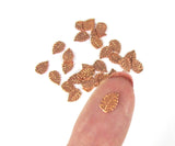 Tiny copper leaf, elm leaves,  1/4 x 3/16 inch, set of 20, 25 gauge - Romazone