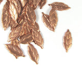 copper leaf element, Feather element,  21 mm x 7 mm, 15 pack, has a slight curve - Romazone