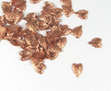 Heart leaf, in copper, USA made, 8mm x 5mm, 20 pack, has a slight curve - Romazone