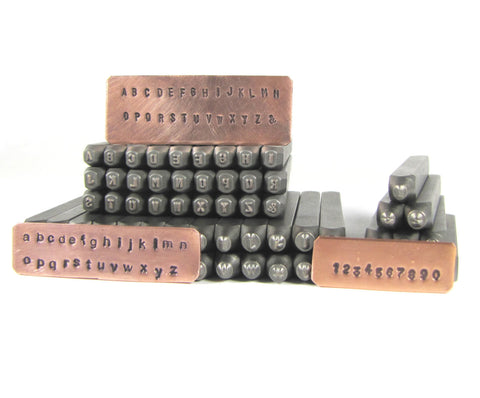 Arial 2mm upper and lower case, letter sets, with numbers hand stamping tools - Romazone