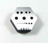 Hexagonal riveting block, steel bench tool, 2 1/8 x 2 1/8, rivet making - Romazone