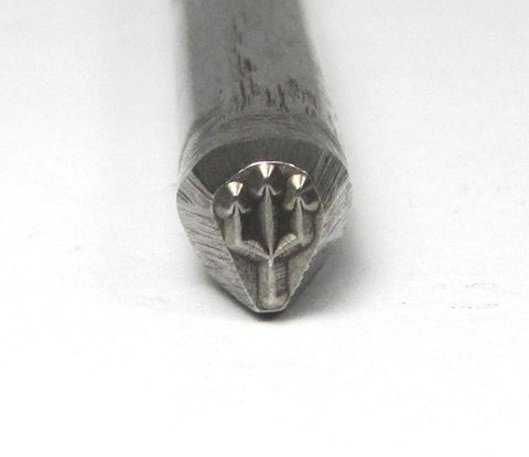 Trident steel stamp, 5.5x 4 mm, Neptune spear, USA made, metal stamping - Romazone