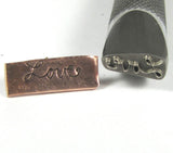 Cursive Script Love, 1/2 Shank Design Stamp, for all metals and Stainless 11 x 5 mm - Romazone