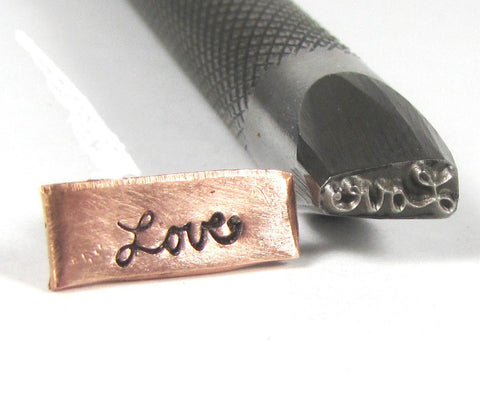 Cursive Script Love 3/8 Shank Design Stamp Professional Grade for all metals and Stainless 8x3mm - Romazone