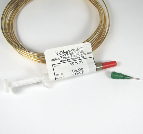 Yellow Gold 10KY, solder paste, 1 dwt, pennyweight, 10 Karat solder, yellow color metal soldering - Romazone