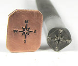 Compass Stamp,steel stamp, rockwell 55, professional grade,for all metals, 3/8 tool, sure grip shank,  9x9mm - Romazone